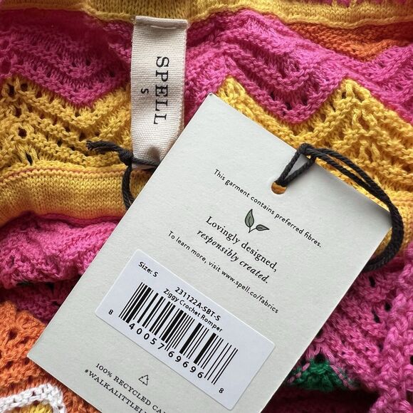 SPELL & THE GYPSY ZIGGY CROCHET ROMPER Rainbow Boho Retro Hippie Small New q16 - Picture 16 of 16